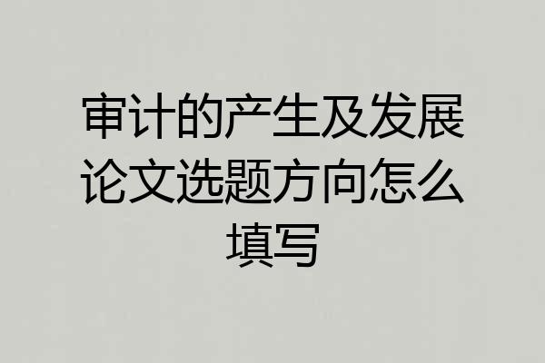 审计的产生及发展论文选题方向怎么填写