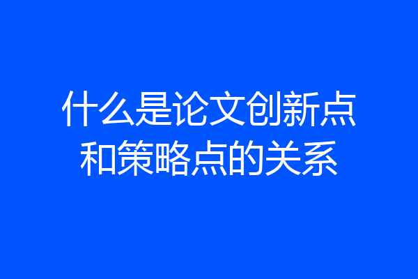 什么是论文创新点和策略点的关系