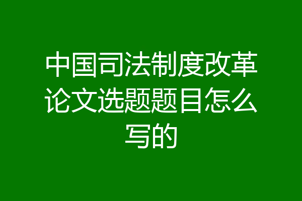 中国司法制度改革论文选题题目怎么写的