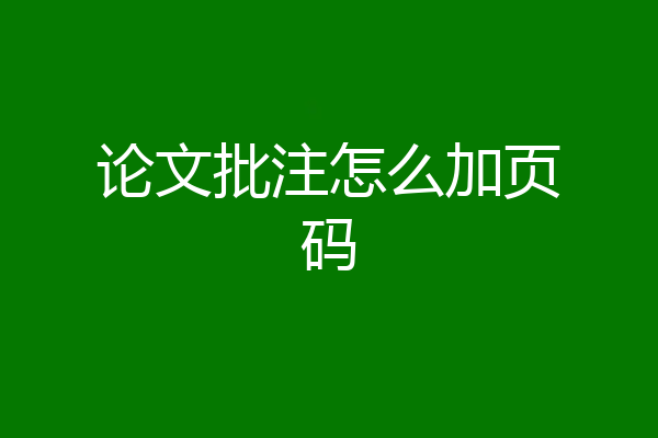 论文批注怎么加页码