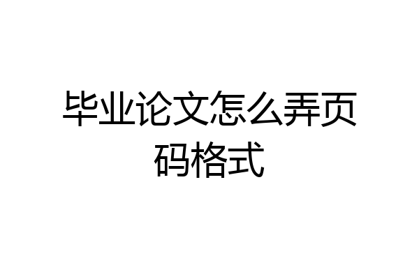 毕业论文怎么弄页码格式