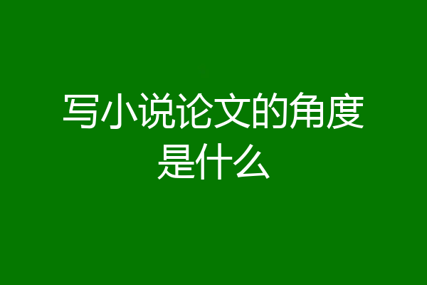 写小说论文的角度是什么