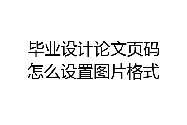 毕业设计论文页码怎么设置图片格式