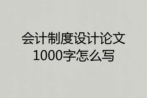 会计制度设计论文1000字怎么写