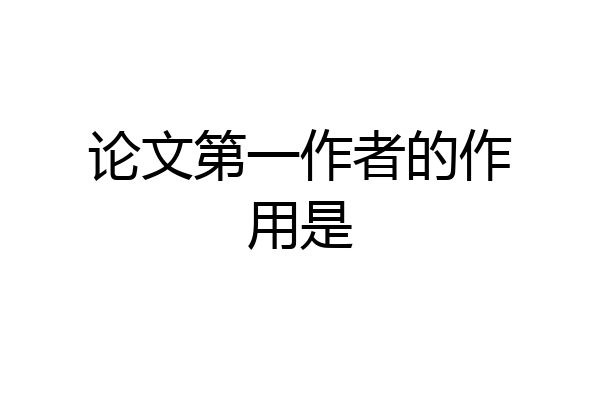 论文第一作者的作用是