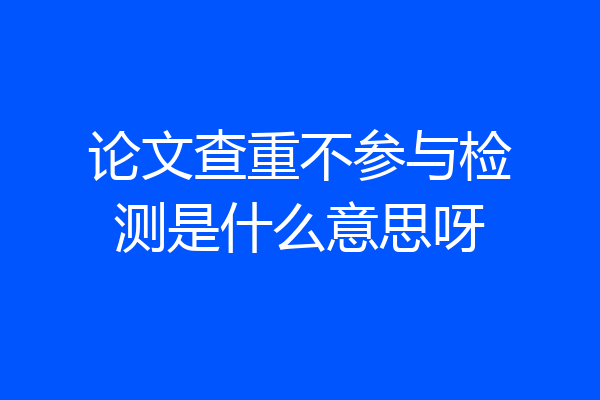 论文查重不参与检测是什么意思呀