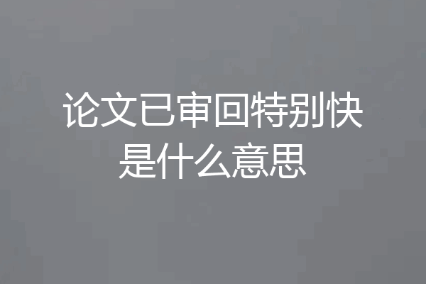 论文已审回特别快是什么意思