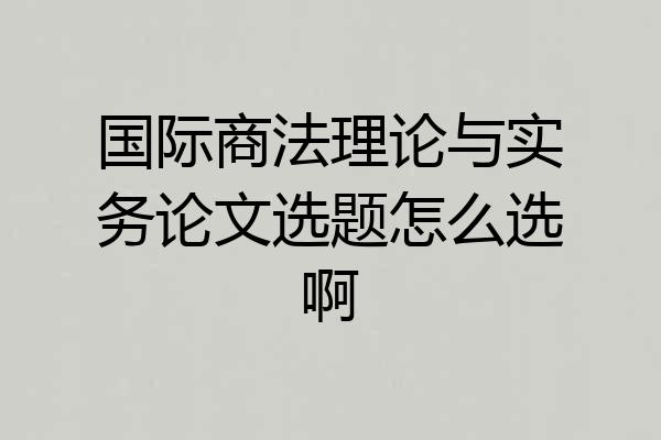 国际商法理论与实务论文选题怎么选啊