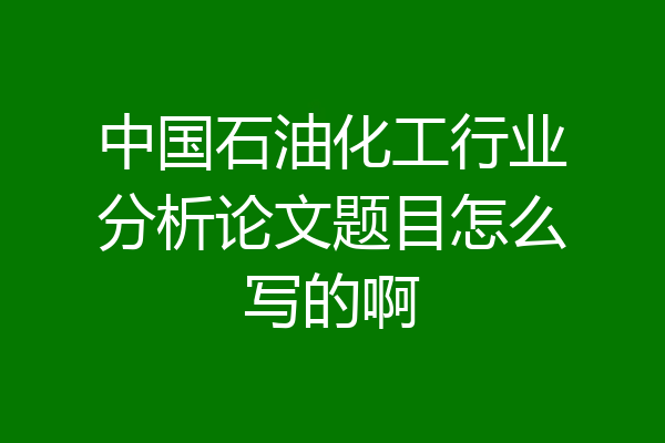 中国石油化工行业分析论文题目怎么写的啊