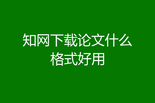 知网下载论文什么格式好用