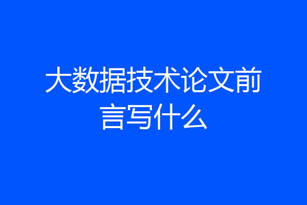 大数据技术论文前言写什么