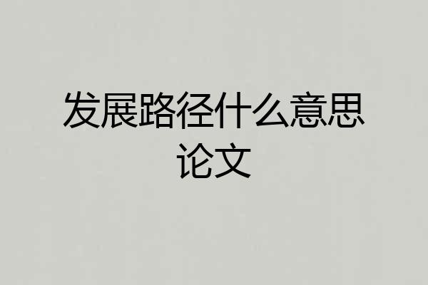 发展路径什么意思论文