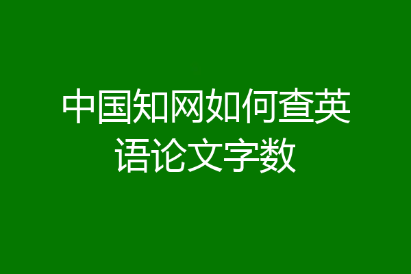 中国知网如何查英语论文字数