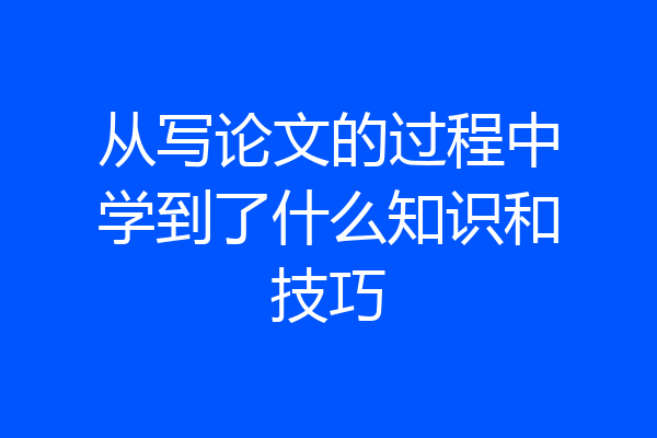 从写论文的过程中学到了什么知识和技巧