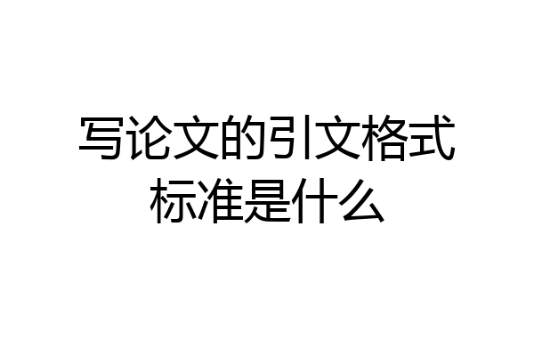 写论文的引文格式标准是什么