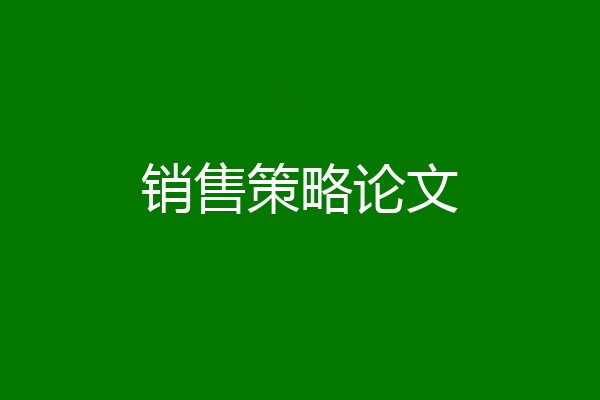 销售策略论文