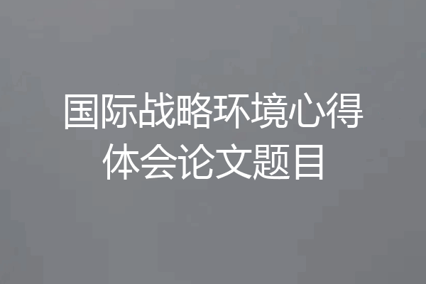 国际战略环境心得体会论文题目