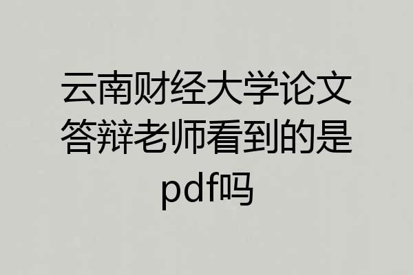 云南财经大学论文答辩老师看到的是pdf吗