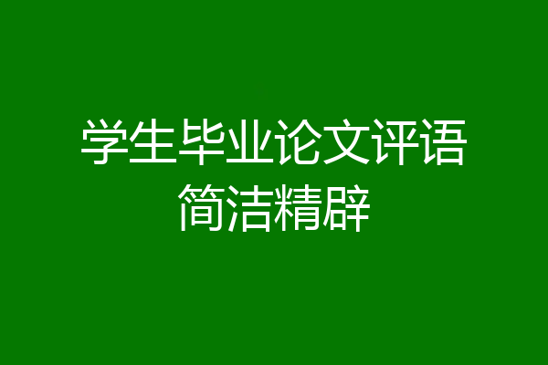 学生毕业论文评语简洁精辟