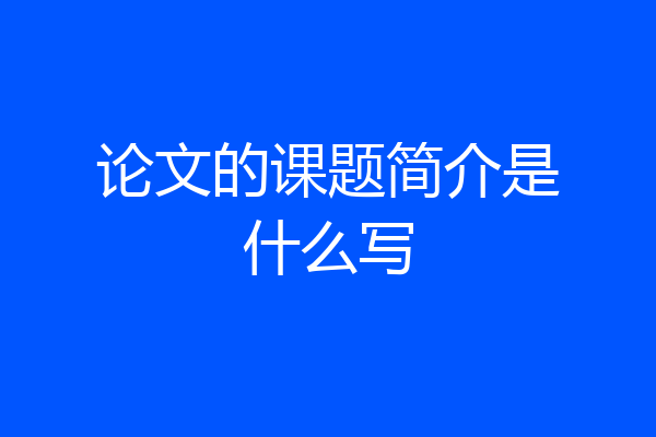 论文的课题简介是什么写