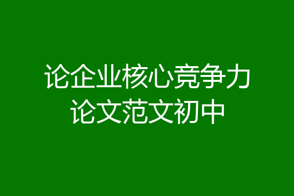 论企业核心竞争力论文范文初中