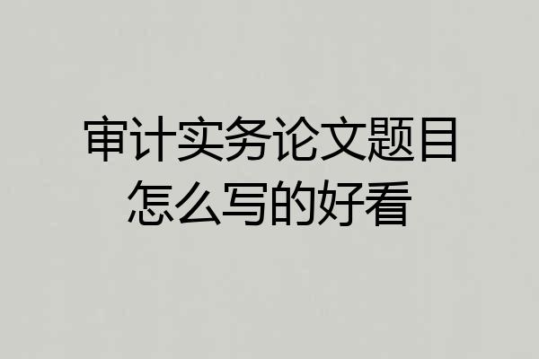 审计实务论文题目怎么写的好看
