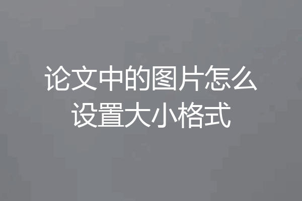 论文中的图片怎么设置大小格式
