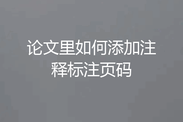 论文里如何添加注释标注页码