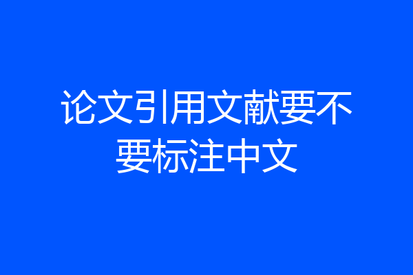 论文引用文献要不要标注中文