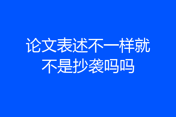 论文表述不一样就不是抄袭吗吗