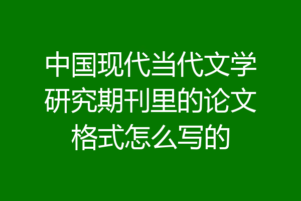 中国现代当代文学研究期刊里的论文格式怎么写的