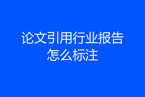 论文引用行业报告怎么标注