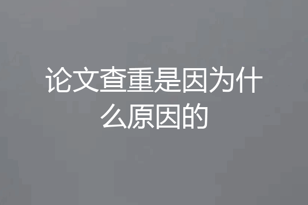 论文查重是因为什么原因的