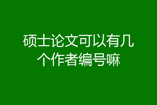 硕士论文可以有几个作者编号嘛