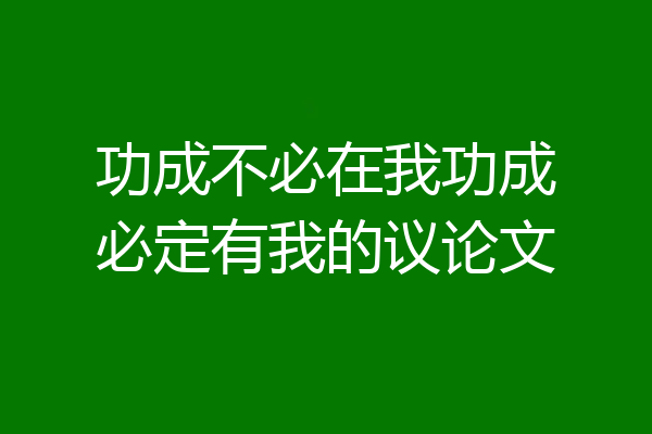 功成不必在我功成必定有我的议论文