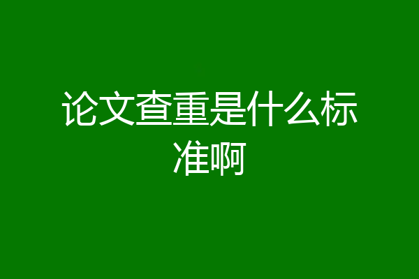 论文查重是什么标准啊