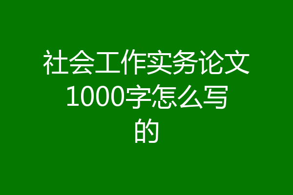 社会工作实务论文1000字怎么写的