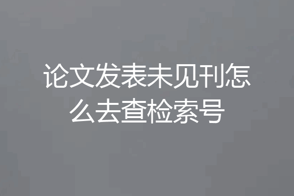论文发表未见刊怎么去查检索号