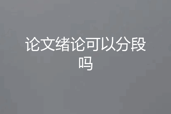 论文绪论可以分段吗