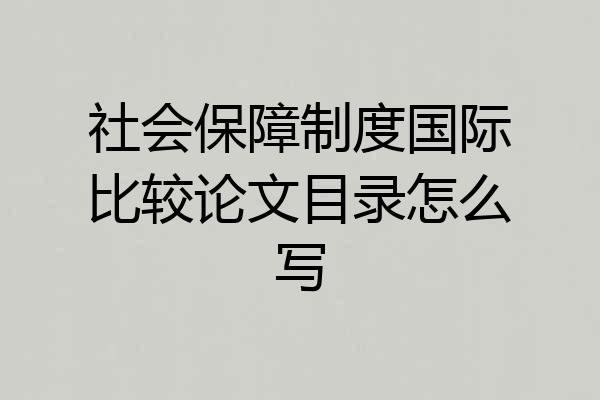 社会保障制度国际比较论文目录怎么写