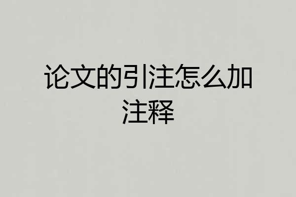 论文的引注怎么加注释