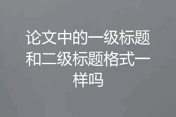 论文中的一级标题和二级标题格式一样吗