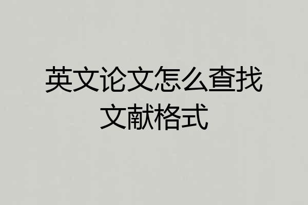 英文论文怎么查找文献格式