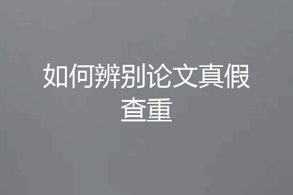 如何辨别论文真假查重