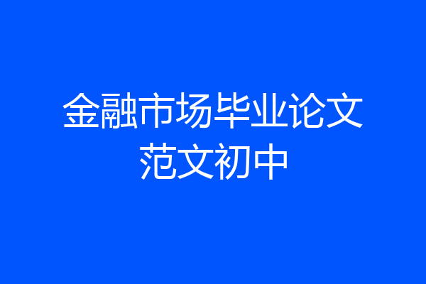 金融市场毕业论文范文初中