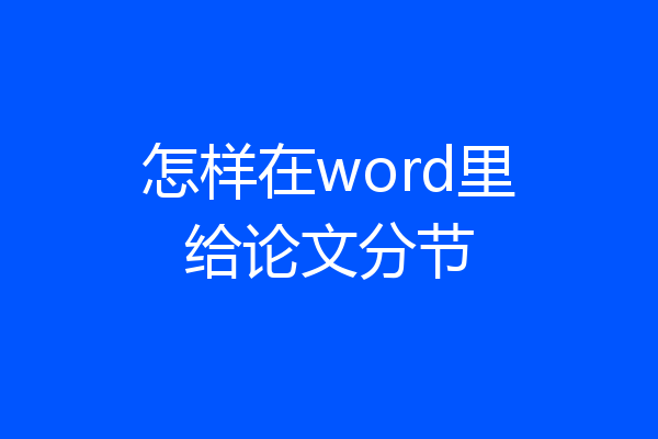 怎样在word里给论文分节
