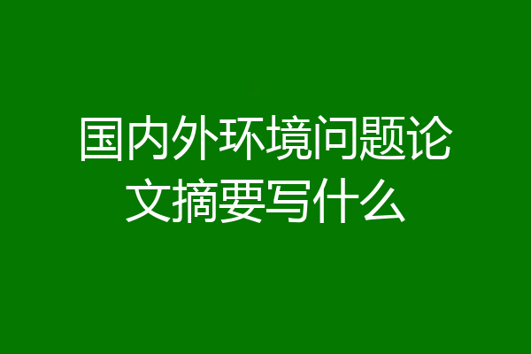 国内外环境问题论文摘要写什么