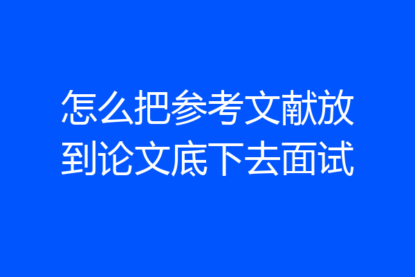 怎么把参考文献放到论文底下去面试