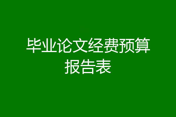毕业论文经费预算报告表