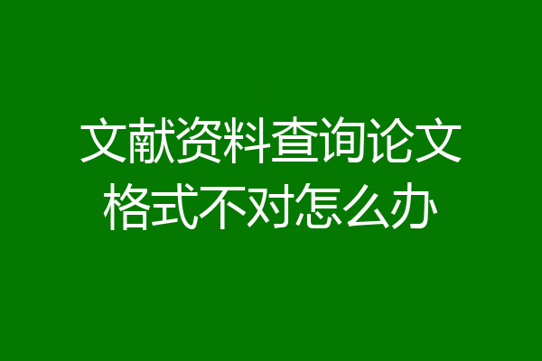 文献资料查询论文格式不对怎么办